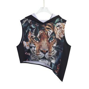 Sleeveless Irregular Hem Pullover Hoodie